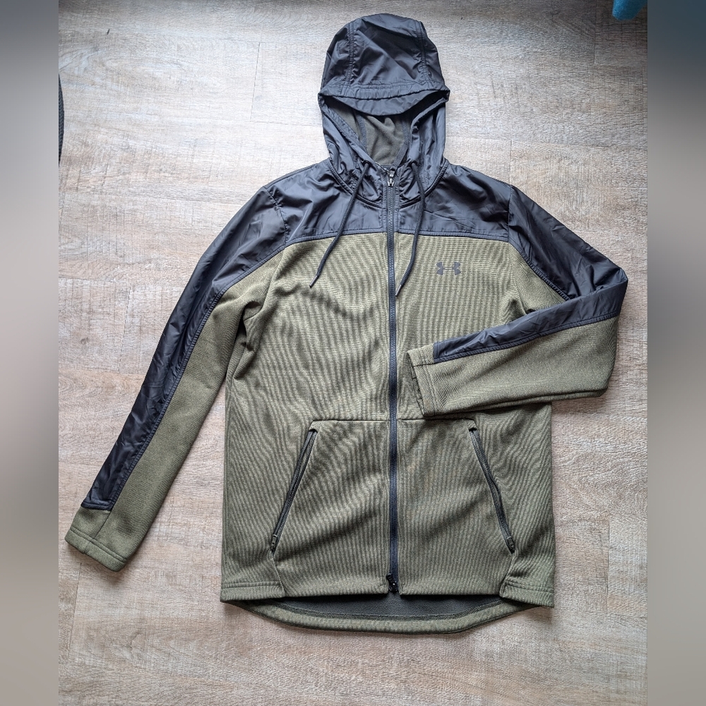 Under Armour ColdGear Full Zip Jacket Style # 1347285 Mens Medium Black/Olive
